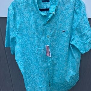 Vineyard Vines Men's Turquoise Patterned Shirt